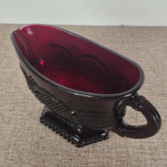 Avon Cape Cod 1876 Collection Ruby Red Gravy Boat. Soft Boat - Picture 3 of 11